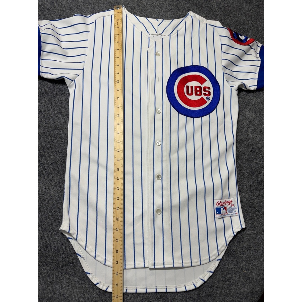 Vintage Chicago Cubs Rawlings Baseball Jersey Mens 36 White Pinstripe MLB USA - Picture 6 of 8